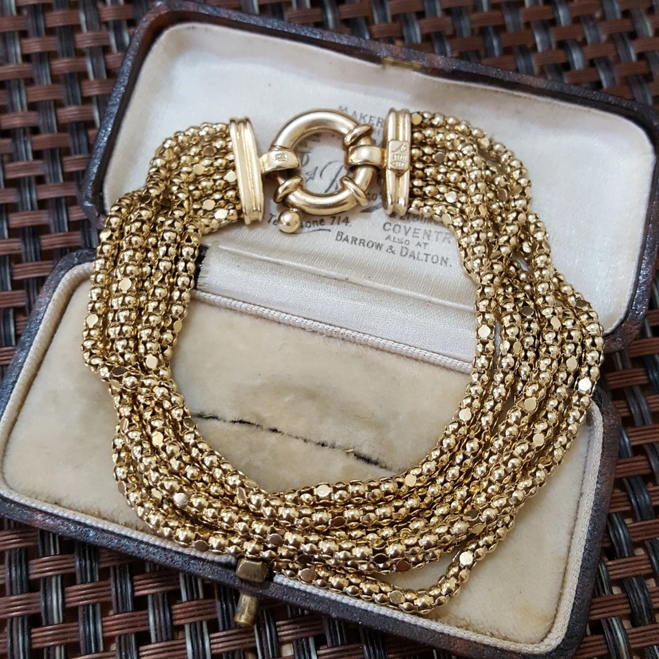 Qvc 925 Sterling Silver Bracelet, Gold Plated, Multistrand Chains Bracelet, 7.5" - Image 1 of 4