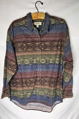 Cabela's Aztec Button Up Chamois Shirt Men's Size 2X Vintage Southwestern Cotton - Image 1 of 4