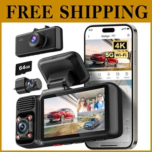 Triple Dash Cam 2160P Front+1080P Rear, Night Vision - Picture 1 of 9