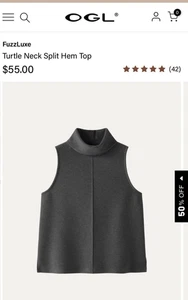 NEW OGL FuzzLuxe Turtle Neck Split Hem Top Black Soft Comfy Cozy Stretch $49 Med - Picture 1 of 9