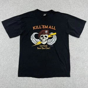 Vintage 80s Shirt Mens Large Kill Em All JRS Enterprises Air Force Army Navy USA - Picture 1 of 15