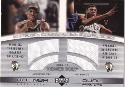 2002-03 Upper Deck Honor Roll Dual Warm-ups #AWPP Antoine Walker/Paul Pierce - Image 1 of 2