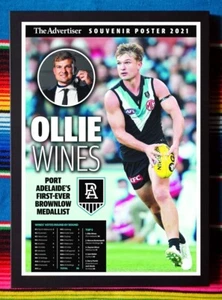 Framed 2021 PORT ADELAIDE POWER AFL Poster OLLIE WINES Brownlow Medal 45x32cm - Bild 1 von 3
