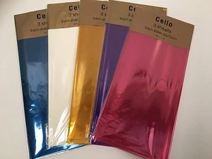 Cello Sheets 3 Pack Gift Wrapping Cellophane 50cmx75cm Gifts Crafts Parties New - Picture 1 of 11