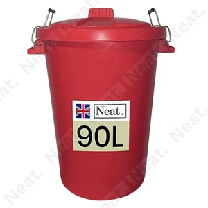 90L Extra Large Plastic Dustbin with Metal Handle & Lid for Rubbish Recycling - Picture 1 of 70
