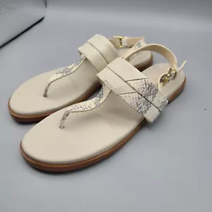 Cole Haan Mujer Sandalia Grand OS T-Strap Plana Marfil Serpiente Cuero Ainslee 7.5 Nuevo - Imagen 1 de 6