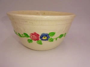 Vintage Cream Homer Laughlin Kitchen Kraft Oven Serve Mixing Bowl 6" Flowers USA - Picture 1 of 7