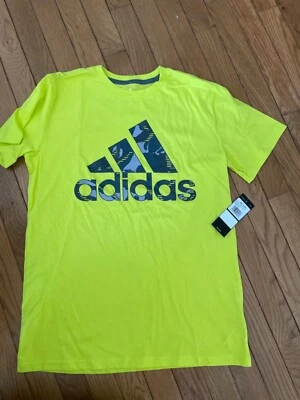 Новый с Ярлыками Adidas мальчиков короткий рукав ворота футболка желтый/серый размер L (14/16) - Изображение 1 из 3