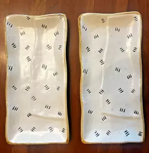 "Piatti Sushi Stile Occhi Baum Bros Collezione Asia Beige/Nero/Marrone 9,5"" X 4,5""" - Foto 1 di 7