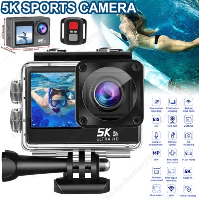 5K 30FPS nti-shake Action Camera ADual Screen Remote Control Bicycle Diving Cam - Image 1 of 4
