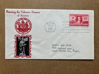 1948 3c Volunteer Firemen 300 Anniversary 971 Glossy Photo/Seal of Delaware FDC - Image 1 of 3