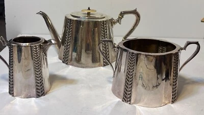 Antiguo juego de té victoriano Thomas Otley & Sons Sheffield plato de plata #407 EPNSS Foto 1 de 4