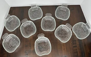 Vintage KIG Indonesia Pineapple Pattern Glass Nut Bowl Dish 4.5” MCM Set of 9 - Imagen 1 de 3