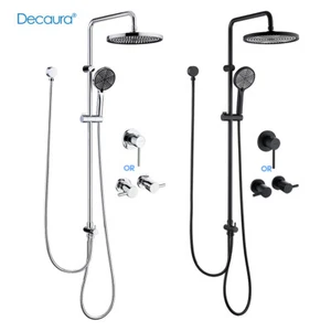 Decaura 10" Rain Shower Head Set Sliding Rail Dual Hose Mixer Tap Chrome/Black - Picture 1 of 52