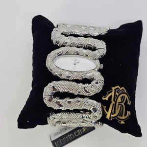 Reloj Roberto Cavalli Mujer 42MM Cleopatra Serpiente Gris Acero Inoxidable Banda Dial - Imagen 1 de 6