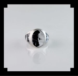 Elegante anillo de búfalo blanco y de ley talla 9 1/2 - Imagen 1 de 7