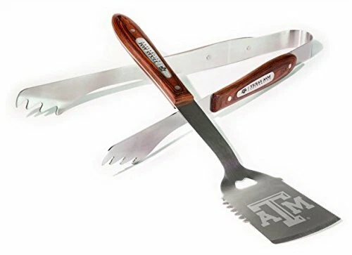 Texas A M  Aggies BBQ Master 2 Piece Wood Handle BBQ Set Grill Ship THE BEST  - Image 1 of 1