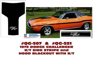 QG-507 & QG-521 1970 DODGE CHALLENGER - R/T MID BODY SIDE STRIPE & HOOD DECAL - Bild 1 von 1
