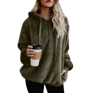 Women's Hooded Coat With Ears Sweatshirt Pullover Girls Cute Warm Outwear Fluff