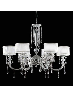 LAMPADARIO CLASSICO IN OTTONE FOGLIA ARGENTO CON PARALUMI - Immagine 1 di 2