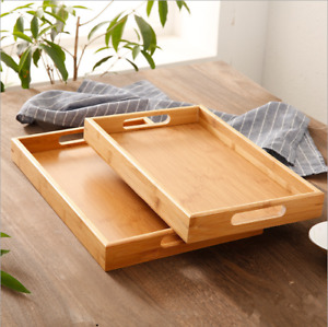 Bamboo Serving Tray with Handles / Serving Tea Breakfast Wood Kitchen Platter