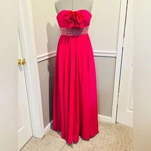 MAGGIE SOTTERO FLIRT Kleid langes Kleid formell Perlen Abschlussball trägerlos rosa Gr. 4 - Bild 1 von 11