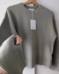 & Other Stories Women crew neck NEW grey khaki Jumper UK size L large UK14 UK16 - Picture 1 of 4