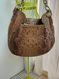 Brahmin Croc Leather Satchel Vintage Inspired With Matching Wallet - Picture 1 of 11