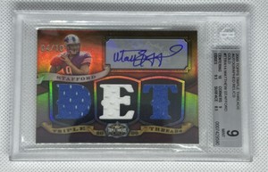 2009 Triple Threads AUTO Relics Gold Matthew Stafford PATCH BGS 9 #4/10 Rare🔥
