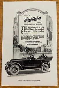 1920 Studebaker Big Six Open Top Vintage Print Ad - Ephemera Full Page B&W - Bild 1 von 1