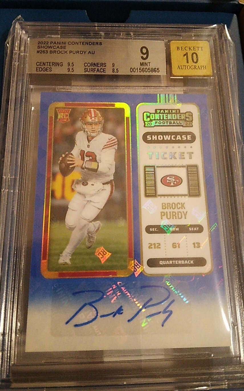 BROCK PURDY 2022 CONTENDERS SHOWCASE Rookie Auto 10 Autograph #263 Beckett 9 MT