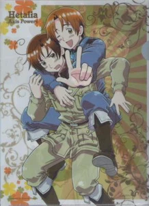 carpeta de archivos transparente promoción Hetalia Axis Powers anime Romano Italia EE. UU. Alemania - Imagen 1 de 2
