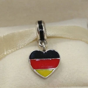 New Authentic Pandora Charm Germany Heart Flag dangle 791545ENMX W Suede Pouch - Picture 1 of 5