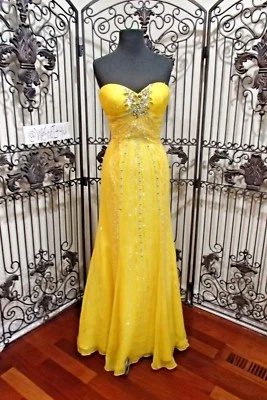 G2195 ALYCE 3646 YELLOW SZ 6 BEADED PROM HOMECOMING DRESS GOWN - Image 1 of 4