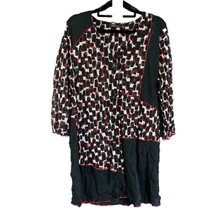 Marco Polo Top Womens Size XL Tunic Sheer Black & White 3/4 Sleeve Button Thru - Bild 1 von 11