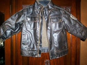 Hawke & Co. Boys Size 2/3 Faux Leather Jacket Bomber Brown - Picture 1 of 8