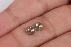 2 pz 0,73 carati cabochon sciolto naturale colore grigio cabochon coppia diamanti sciolti D02 - Foto 1 di 8