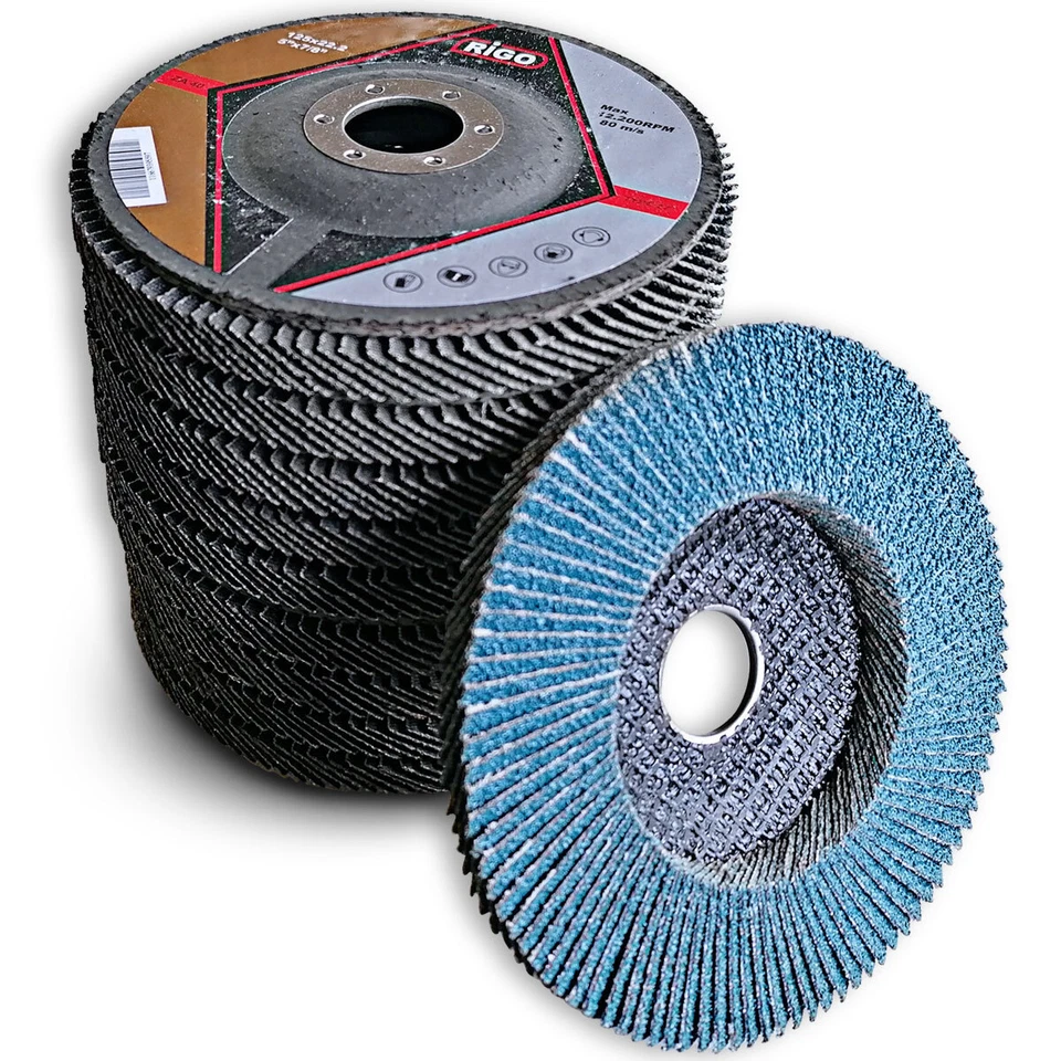 OC-PRO LOT 10 DISQUES PLATS A LAMELLES ZIRCONIUM 125 MM GRAIN 40