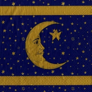 SERVIETTES EN PAPIER LUNE ET ETOILES OR .PAPER NAPKINS MOON AND STARS GOLDEN - Imagen 1 de 1