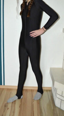 *NEU* Schwarzer Wetlook Glanz Jumpsuit Overall Catsuit Daumenschlinge Gr.S 36 38 - Bild 1 von 3