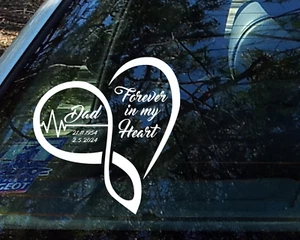Custom RIP Memorial Car Decal Sticker Sign Forever In My Heart Infinity Mum Name - Picture 1 of 2