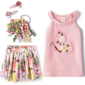 Gymboree 8 Fairytale Forest Butterfly Top Floral Skort Hair Clips Pony NWT 2023 - Picture 1 of 4