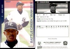 Joaquin Arias 2003 Choice Battle Creek Yankees #02 Card *AutographDen*