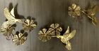Vtg Gold Tone Brass MCM Hummingbird Floral Wall Hanging Decor 3 Piece Copper