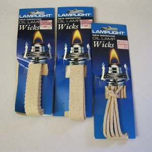 Menge 3 Lampenleuchte B9996 Öllampendochte 2er Pack 3/4" flach & 1 Packung 1/8" rund - Bild 1 von 8