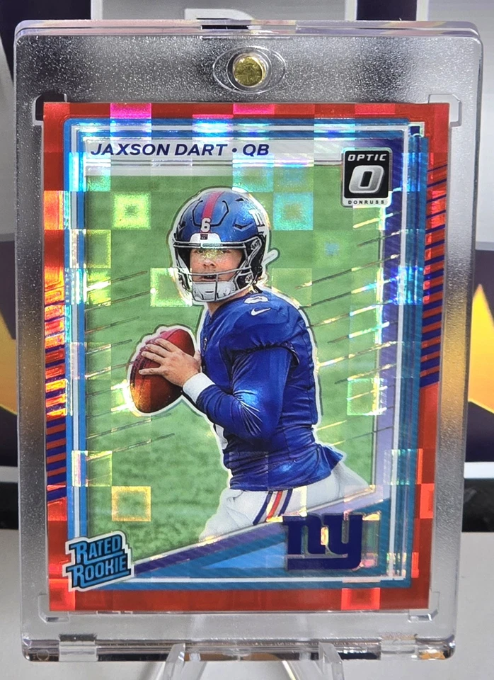 2025 Donruss Football Jaxson Dart Optic  Preview Rated Rookie Red Pandora Giants - Image 1 of 3