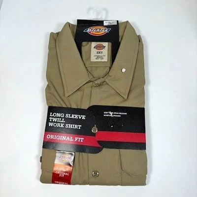 Новый с Ярлыками Dickies длинным рукавом саржи работы рубашка мужская 2XL высокий хаки оригинальный легкий уход - Изображение 1 из 4