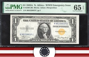 1935-A $1 NORTH AFRICA Silver Certificate PMG 65 EPQ Fr 2306 WWII CURRENCY 39937 - Picture 1 of 3