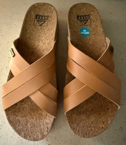Sandali Reef donna 9 cuscini Kaia croce marrone sughero comodi slide 1,5" - Foto 1 di 8