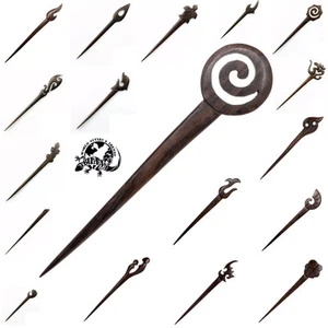 HAIR STICK PIN GRIP WOODEN HANDMADE CLIP PRONG WHOLESALE LOT MIX / HS 501-510 - Picture 1 of 14
